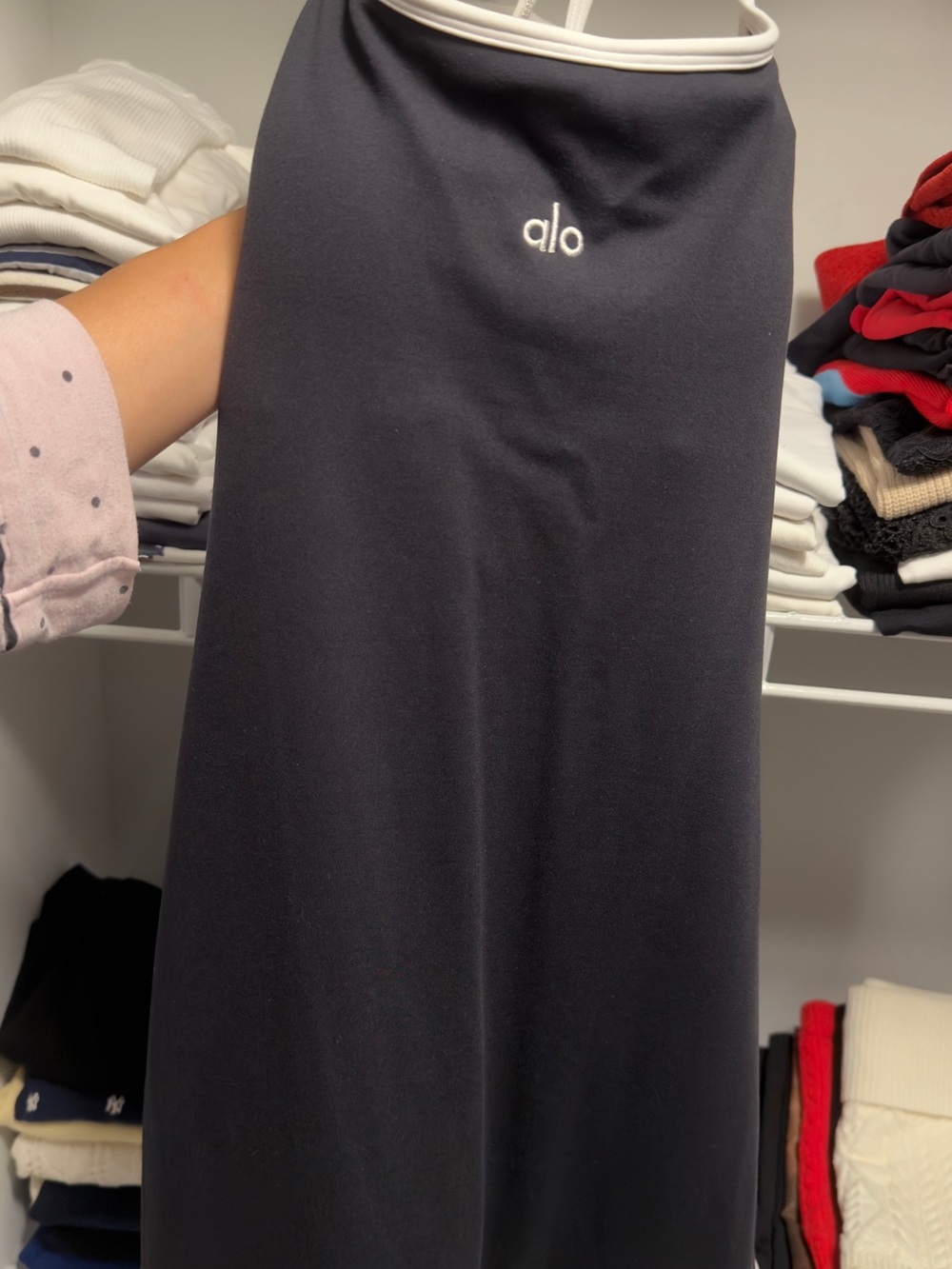 100% Authentic from the store! ALO Yoga Black Mini Dress with White Trim - Picture 6 of 8